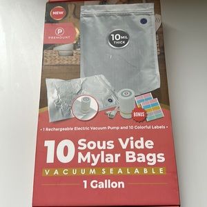 NWT Premount food storage Mylar bags with electric vacuum pump
